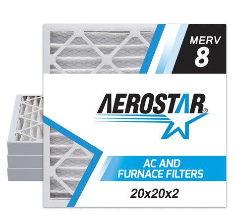 20x20x2 Aerostar Filters MERV 8, 19 1/2" x 19 1/2" x 1 3/4", Box of 2 - Walmart.com