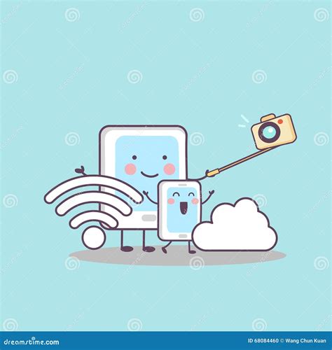 Cartoon Digital Tablet Camera Wifi Stock Vector - Image: 68084460