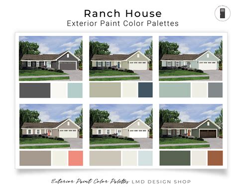 Exterior Paint Color Palette for Ranch House Paint Colors for Exterior - Etsy