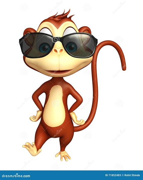 Personnage De Dessin Animé De Singe D'amusement Avec Des Sunglass ...