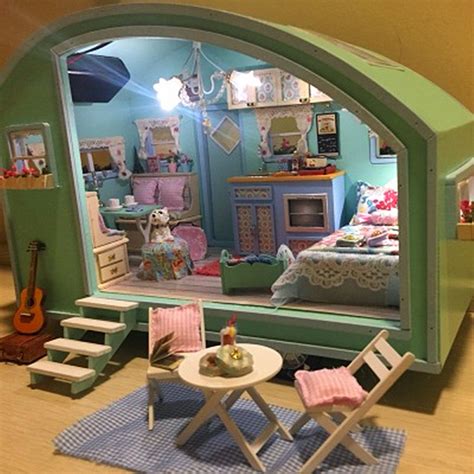 Cuteroom DIY Wooden Dollhouse Miniature Kit Doll house LED+Music+Voice Control Sale - Banggood.com