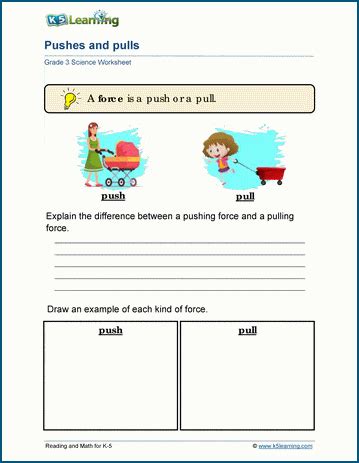 Force and Motion Worksheets | K5 Learning