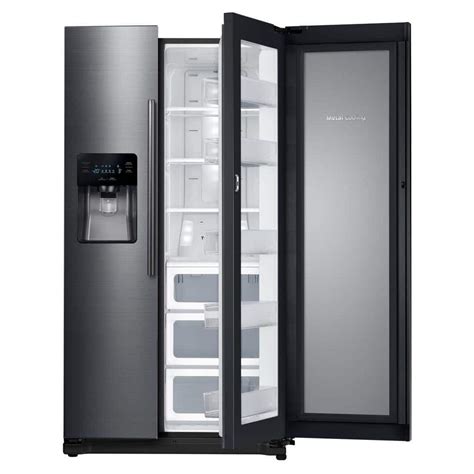 Samsung 24.7 cu. ft. Side by Side Refrigerator in Black Stainless Steel with Food Showcase ...