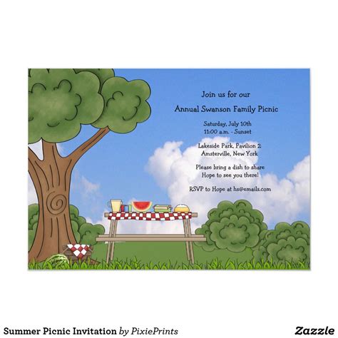 Summer Picnic Invitation | Zazzle.com | Picnic invitations, Summer ...