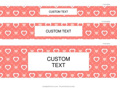 Editable Binder Spine Templates - Red Hearts Background