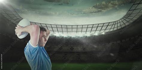 Composite image of rugby player about to throw a rugby ball 3D Stock ...