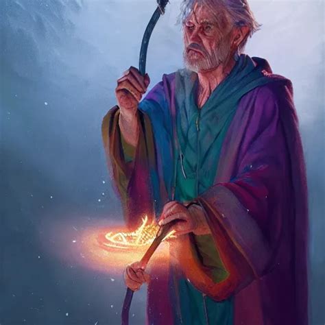 Old man with exquisite colored robes, Holding a staff | Stable Diffusion | OpenArt