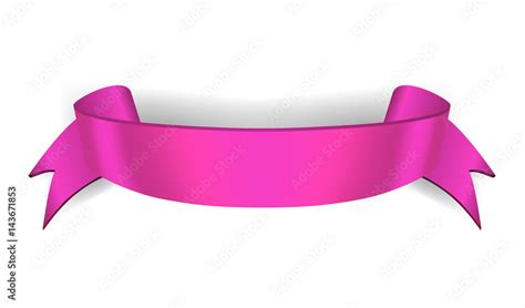 Pink ribbon banner. Satin glossy bow blank. Design label scroll ribbon blank element isolated on ...