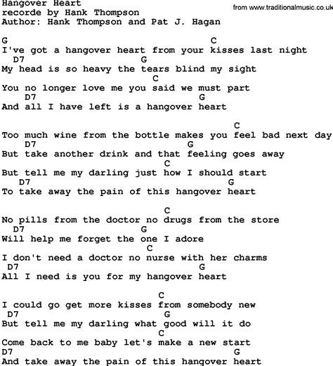 Country Music:Hangover Heart Lyrics and Chords