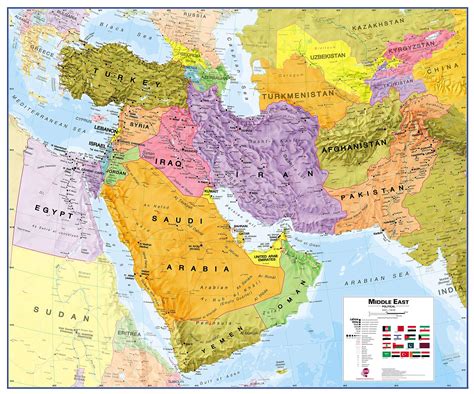 Buy s International Medium Political Middle East Wall - Laminated - 27 x 33 Online at ...