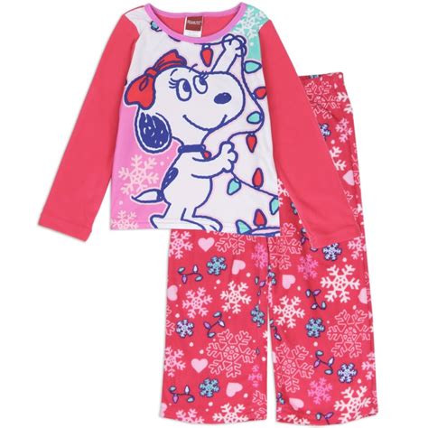 Peanuts Snoopy Belle Girls 2 Piece Fleece Pajamas Set Free Shipping