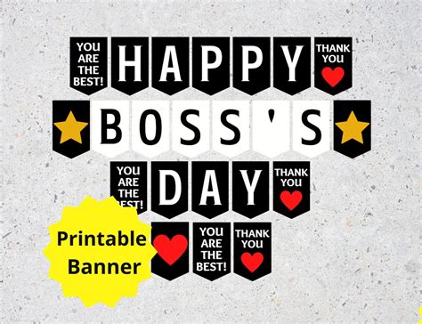 Boss's Day Printable Banner, Happy Boss's Day Sign, National Boss's Day, Boss Appreciation, Best ...