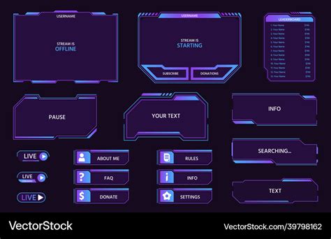 Digital futuristic ui panels and buttons game Vector Image