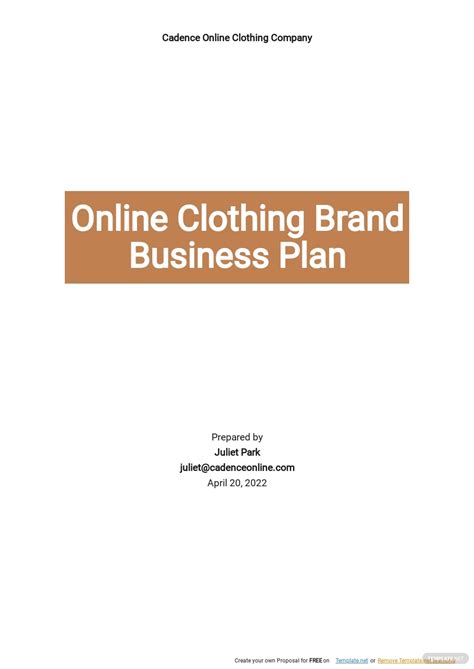 Business Plan Template For Clothing Brand