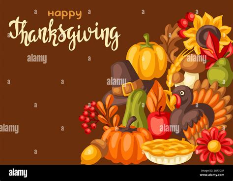 Happy Thanksgiving Day background. Design with holiday objects Stock Vector Image & Art - Alamy