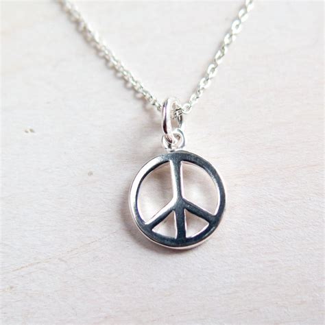 Sterling Silver Peace Necklace, Peace Sign Symbol, Minimalist Jewelry ...