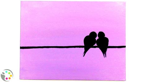 How to Paint A Love Bird Silhouette--with Acrylics - YouTube