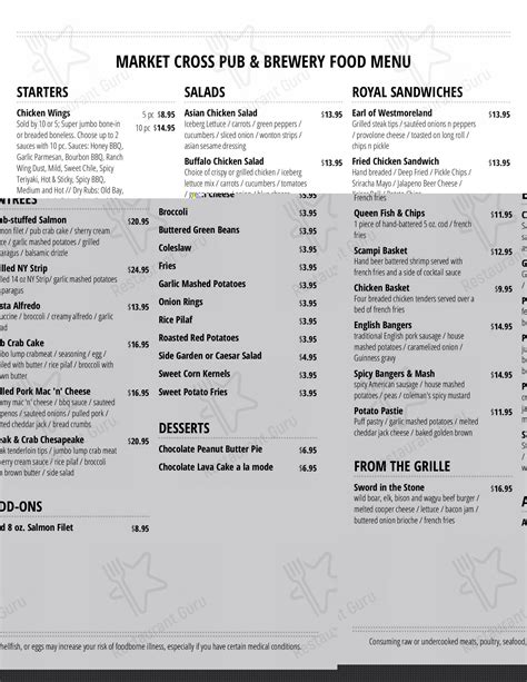 Menu at Market Cross Pub, Carlisle