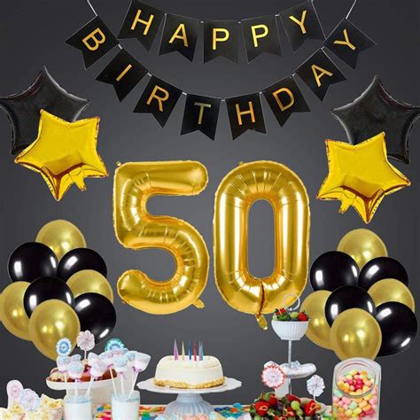 50Th Birthday Party Decor Kit Happy Birthday Balloon Banner Number "50 ...