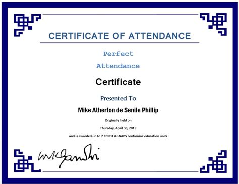 19 Free Sample Perfect Attendance Certificate Templates - Printable Samples