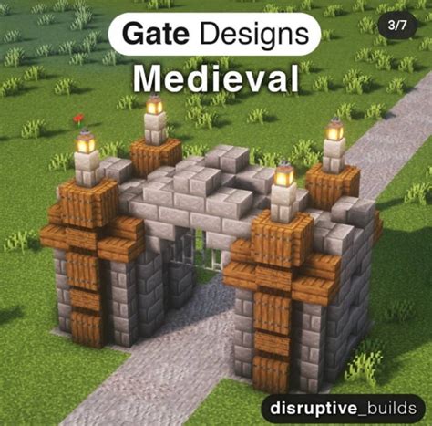 gate medieval design | Minecraft designs, Minecraft crafts, Minecraft ...