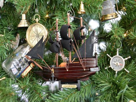 Buy Wooden Captain Kidd's Adventure Galley Model Pirate Ship Christmas Tree Ornament - Nautical ...