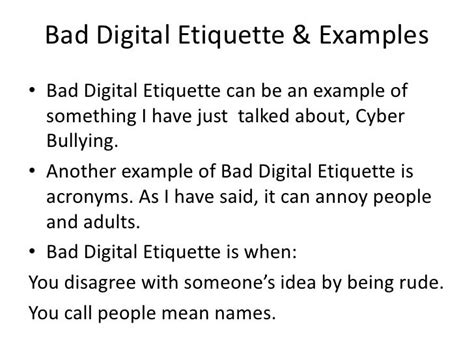 Digital etiquette