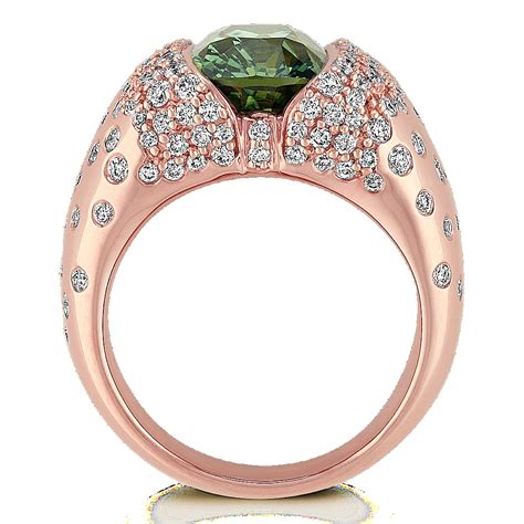 Cushion Cut Green Sapphire and Diamond Ring in Rose Gold | Shane Co.