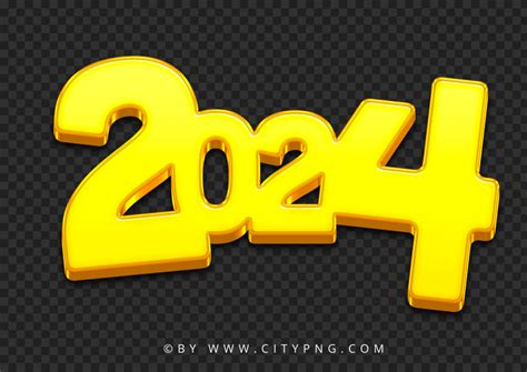 Yellow 2024 Text Numbers FREE PNG | Citypng