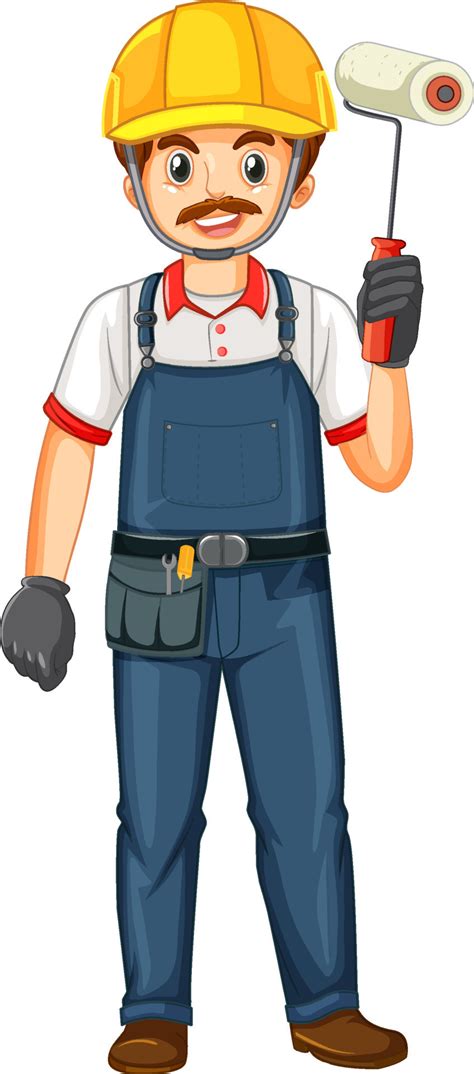 Painter construction worker cartoon character 7539834 Vector Art at ...