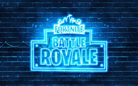 Download wallpapers Fortnite Battle Royale blue logo, 4k, blue ...