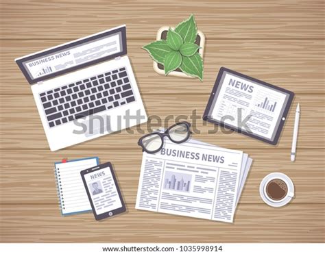 Wooden Table Daily News On Newspaper Stock Illustration 1035998914 | Shutterstock