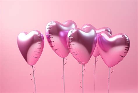 Premium AI Image | pink heart shaped foil balloons on a pink background