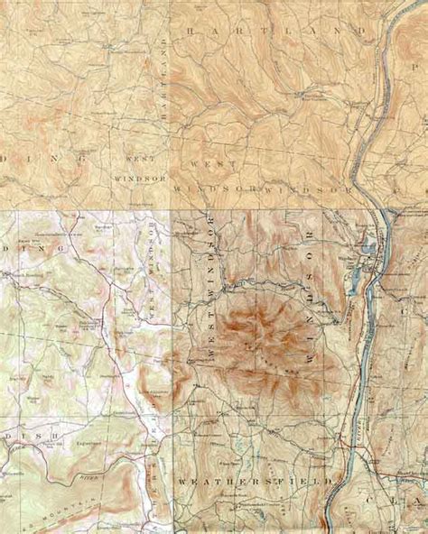 West Windsor VT 1908-1929 USGS Old Topo Map - Town Composite Windsor Co. - OLD MAPS