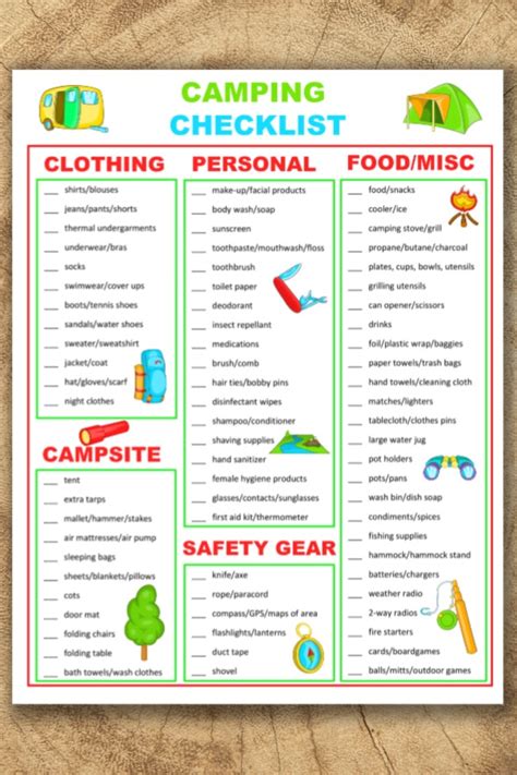 Printable Camping List Checklist