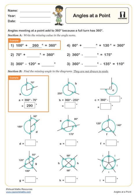 Angles at a Point Worksheet | PDF printable Geometry Worksheets