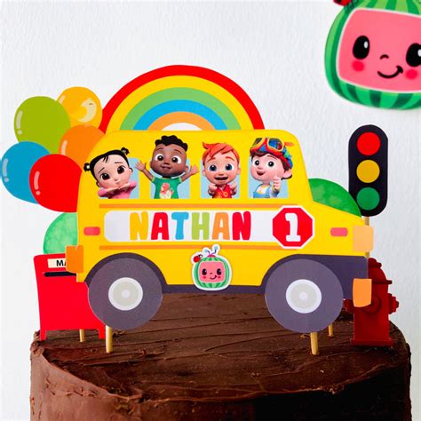 Cocomelon Wheels on the Bus Cake Topper Printable | Pigsy Party – PigsyParty