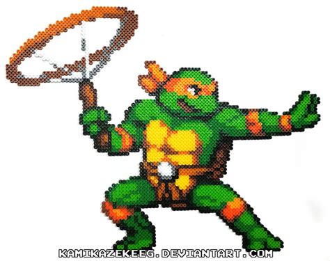 TMNT Shredders Revenge Michelangelo Perler Beads by kamikazekeeg on DeviantArt | Perler beads ...