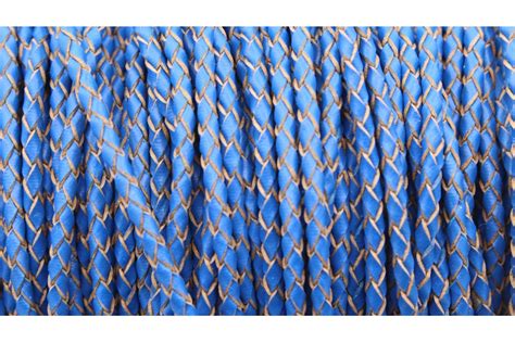 Braided Leather – 3mm – Blue – Price per meter – Bead, Trimming & Craft Co