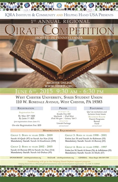 1st Annual Regional Qirat Competition in Pennsylvania – Iqra Institute