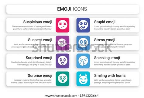 Set 8 White Emoji Icons Such Stock Vector (Royalty Free) 1291323664 ...