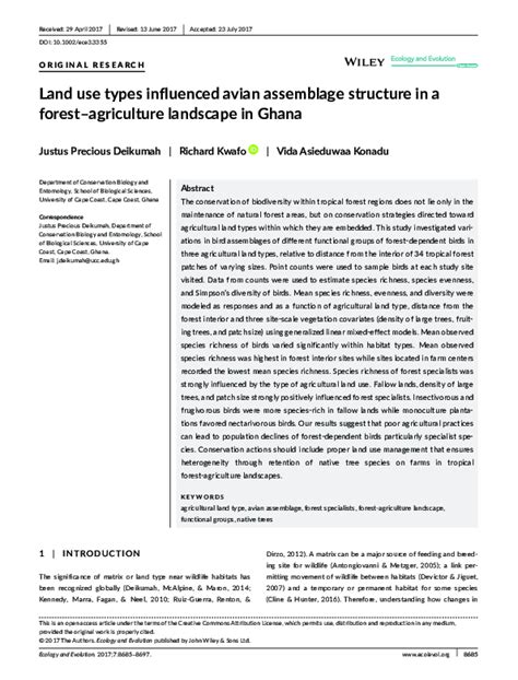 (PDF) Land use types influenced avian assemblage structure in a forest-agriculture landscape in ...