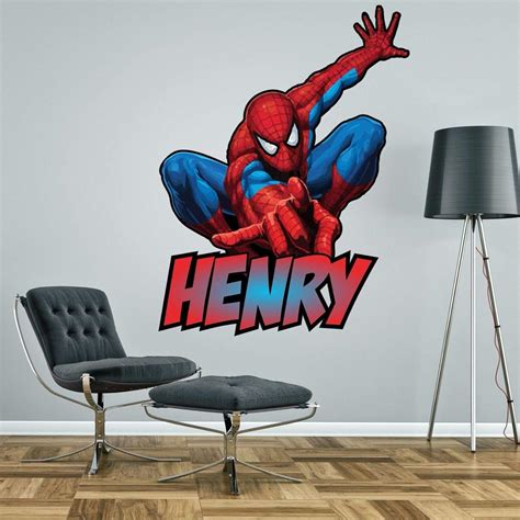 Spiderman Personalised Wall Sticker Decal Children's Boy's Bedroom Decal Art 4 Sizes (Large ...