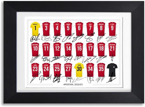 Arsenal team squad 2022-2023 signed poster print framed picture photo autograph gift Gabriel ...