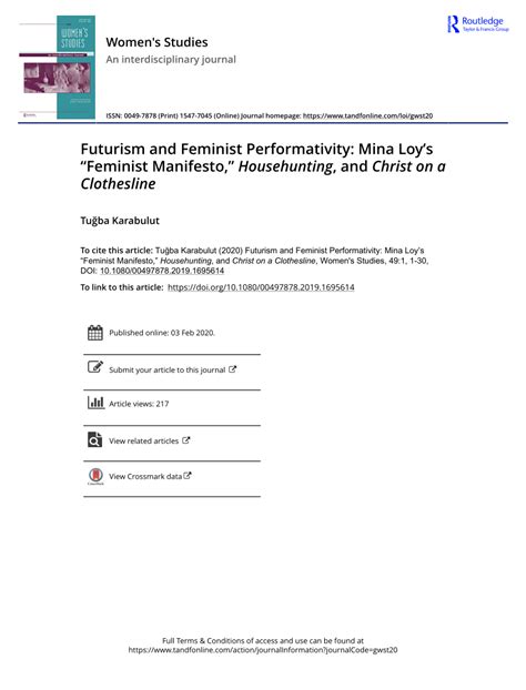 (PDF) Futurism and Feminist Performativity: Mina Loy’s “Feminist ...