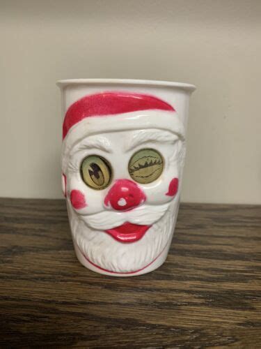 Vintage Hard Plastic Christmas Cup - Santa Face With Holographic Eyes | eBay