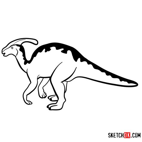 How to draw a Parasaurolophus | Extinct Animals - Sketchok easy drawing guides