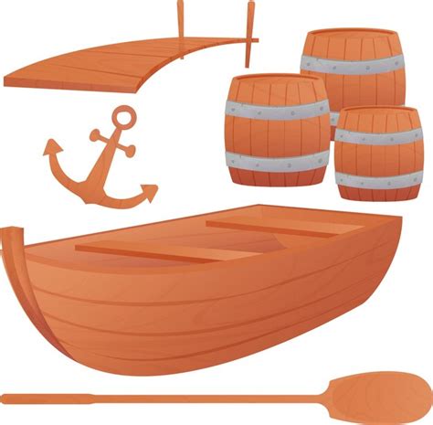 Premium Vector | Vector illustration wooden boat