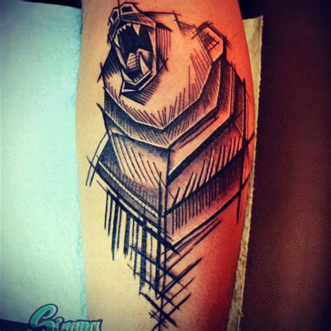 #bear #tattoosketch #ags #méxico Geometric Bear Tattoo, Geometric Art, Bear Claw Tattoo, Cherub ...