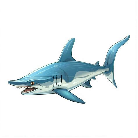 Hammerhead shark 2d cartoon vector illustration on white b 30688099 ...